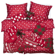 SCANquilt bed linen SATIN PLUS flakes, red and white 240 × 200/2 × 70 × 90 cm - Bed Linen