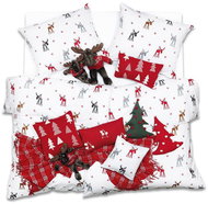 SCANquilt bed linen KLASIK reindeer, white and red 140 × 200/70 × 90 cm - Bed Linen