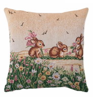 SCANquilt Decorative pillowcase MOTIV bunnies beige-green 40 × 40 cm - Pillowcase