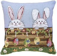 SCANquilt Decorative pillowcase MOTIV bunnies, Easter eggs green-blue 40 × 40 cm - Pillowcase