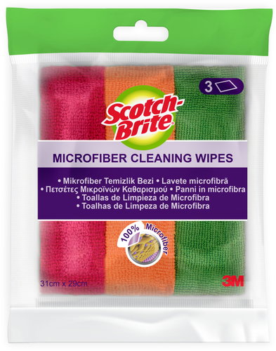Scotch-Brite™ Microfibre Cloths, Highly Absorbent and Durable, Washable, 3pcs - Microfiber Cloth - Main image