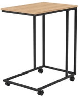 SCENA LIVING S kolečky, dubový dekor, rám ve tvaru C, 50 × 35 × 61 cm, kolečka s brzdou - Side Table