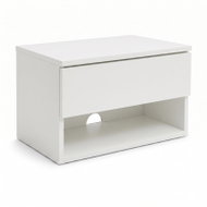 SCENA LIVING wall-mounted bedside table with drawer and shelf, 40 × 30 × 21.5cm, white - Night Stand