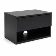 SCENA LIVING Wall-mounted bedside table with drawer and shelf, 40 × 30 × 21.5cm, black - Night Stand