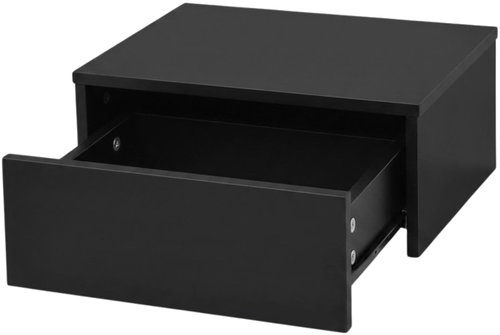 SCENA LIVING wall-mounted bedside table with drawer, 40 × 35 × 16 cm, black - Night Stand - Main image