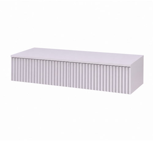 SCENA LIVING Wall-mounted console with 2 drawers, grooved front, 100 × 38 × 17cm - TV Table - Main image