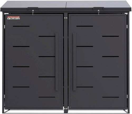 SCORPION D11GG2Z Dustbin Shelter, for 2 dustbins, with a lock to protect against wind and theft, anthracite - Bin Shed - Main image