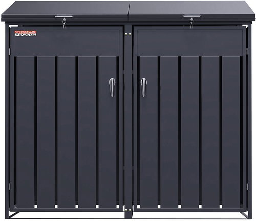 Bin shelter D12GG2Z, for 2 bins with two locks against wind and theft, anthracite - Bin Shed - Main image