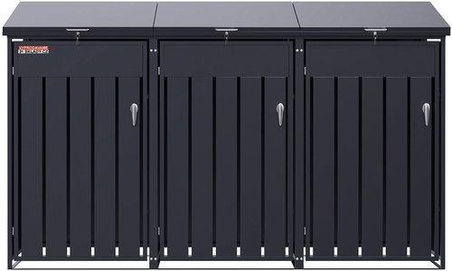 Bin shelter D12GG3Z, for 3 bins with two locks against wind and theft, anthracite - Bin Shed - Main image