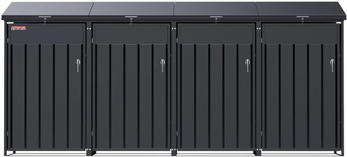Bin shelter D12GG4Z, for 4 bins with two locks against wind and theft, anthracite - Bin Shed - Main image