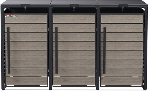 SCORPION D13GG3Z Dustbin Shelter, for 3 dustbins, with wind and theft-proof lock, anthracite - Bin Shed - Main image