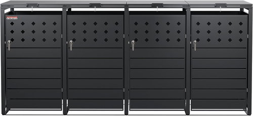Bin shelter D14GG4Z, for 4 bins with two locks against wind and theft, anthracite - Bin Shed - Main image