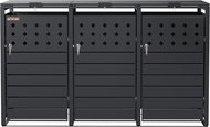 Bin shelter D14GG3Z, for 3 bins with two locks against wind and theft, anthracite - Bin Shed