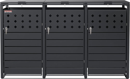 Bin shelter D14GG3Z, for 3 bins with two locks against wind and theft, anthracite - Bin Shed - Main image