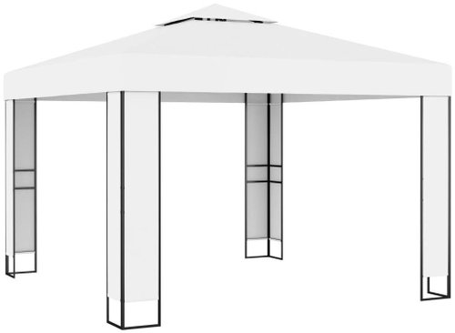Gazebo with double roof 3 x 3 m white - Garden Gazebo - Main image