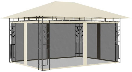 Gazebo with mosquito net 4 x 3 x 2.73 m cream 180 g / m2 - Garden Gazebo - Main image