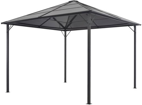 Gazebo with roof aluminum 3 x 3 m black - Garden Gazebo - Main image