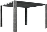 Gazebo with roof polyrattan 300x300x200 cm gray and anthracite - Garden Gazebo
