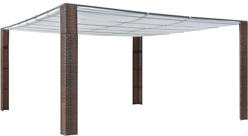 Gazebo with roof polyrattan 400 x 400 x 200 cm brown and cream - Garden Gazebo - Main image