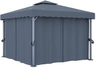 Gazebo with curtains 3 x 3 m anthracite aluminum - Garden Gazebo