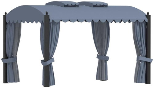 Gazebo with curtains 3 x 4 m anthracite steel - Garden Gazebo - Main image