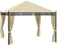 Gazebo with curtains 3.5 x 3.5 x 3.1 m cream polyrattan 140 g / m2 - Garden Gazebo