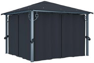 Gazebo with curtains 300 x 300 cm anthracite aluminum - Garden Gazebo