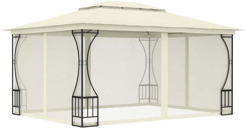 Gazebo with curtains 300 x 400 x 265 cm cream - Garden Gazebo - Main image
