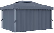 Gazebo with curtains 4 x 3 m anthracite aluminum - Garden Gazebo