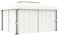 Gazebo with curtains 4 x 3 m creamy white aluminum - Garden Gazebo