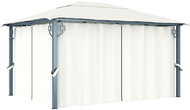 Gazebo with curtains 400 x 300 cm cream aluminum - Garden Gazebo