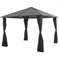 Gazebo with curtains aluminum 3 x 3 m black - Garden Gazebo