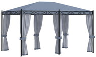 Gazebo with curtains with mosquito net 3 x 4 m anthracite steel - Garden Gazebo