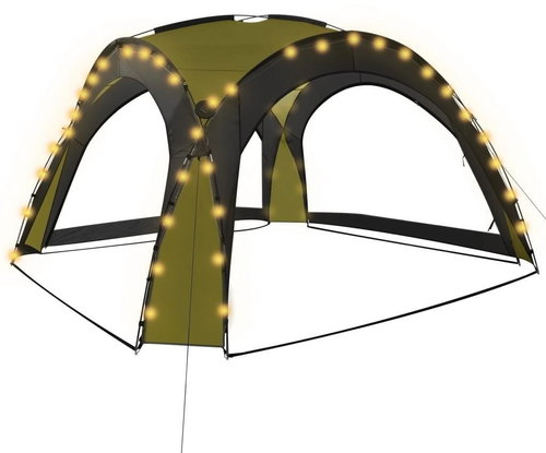 Party tent with LED lights 4 side walls 3.6 x 3.6 x 2.3 m green - Garden Gazebo - Main image