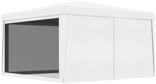 Party tent with 4 side walls made of mesh 4 x 4 m white - Garden Gazebo - Main image