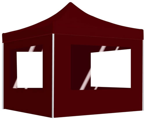 Professional folding party tent + aluminum walls 3 x 3 m burgundy - Garden Gazebo - Main image