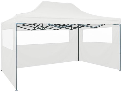 Professional folding party tent 3 sides 3 x 4 m white steel - Garden Gazebo - Main image