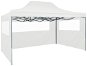 Professional folding party tent 3 sides 3 x 4 m white steel - Garden Gazebo