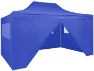Professional folding party tent 4 sides 3 x 4 m steel blue - Garden Gazebo