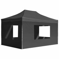 Professional folding party tent + aluminum walls 4.5x3 m anthracite - Garden Gazebo