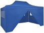Scissor folding tent with 4 side walls 3 x 4.5 m blue - Garden Gazebo