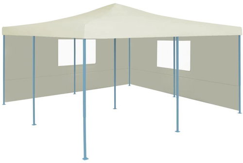 Folding gazebo with 2 sides 5 x 5 m cream - Garden Gazebo - Main image