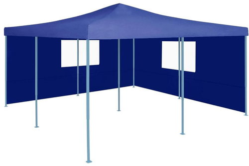 Folding gazebo with 2 sides 5 x 5 m blue - Garden Gazebo - Main image