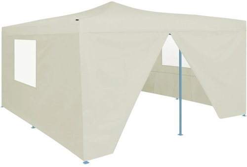 Folding gazebo with 4 sides 5 x 5 m cream - Garden Gazebo - Main image