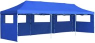 Folding scissor party tent with 5 side walls 3 x 9 m blue - Garden Gazebo