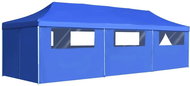 Folding scissor party tent with 8 side walls 3 x 9 m blue - Garden Gazebo