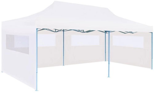 Folding scissor tent with side walls 3 x 6 m white steel - Garden Gazebo - Main image