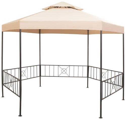 Garden gazebo hexagon beige 323 x 265 cm - Garden Gazebo - Main image