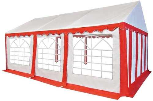 Garden gazebo PVC 3 x 6 m red-white - Garden Gazebo - Main image