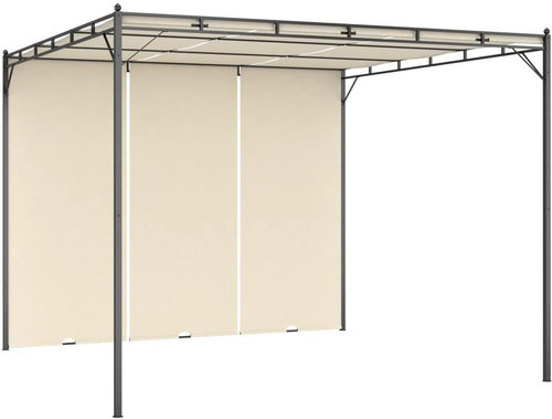 Garden gazebo with side curtain 3 x 3 x 2.25 m cream - Garden Gazebo - Main image